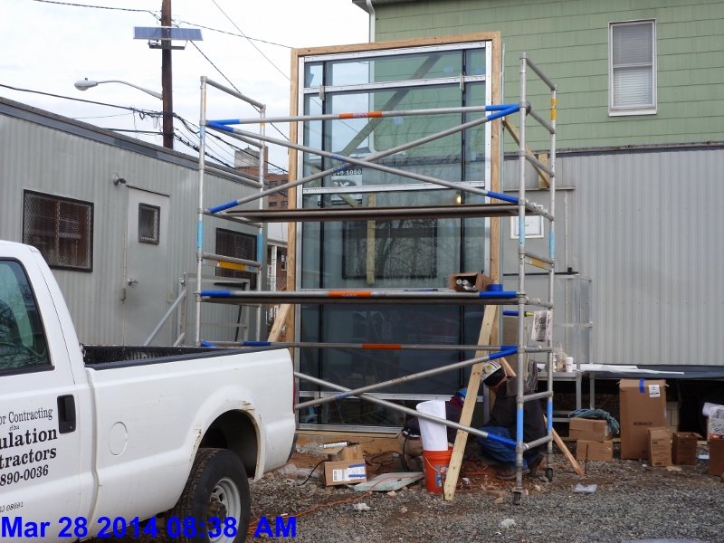 Setting up the Curtain wall Mockup next to MAST Trailer (800x600)